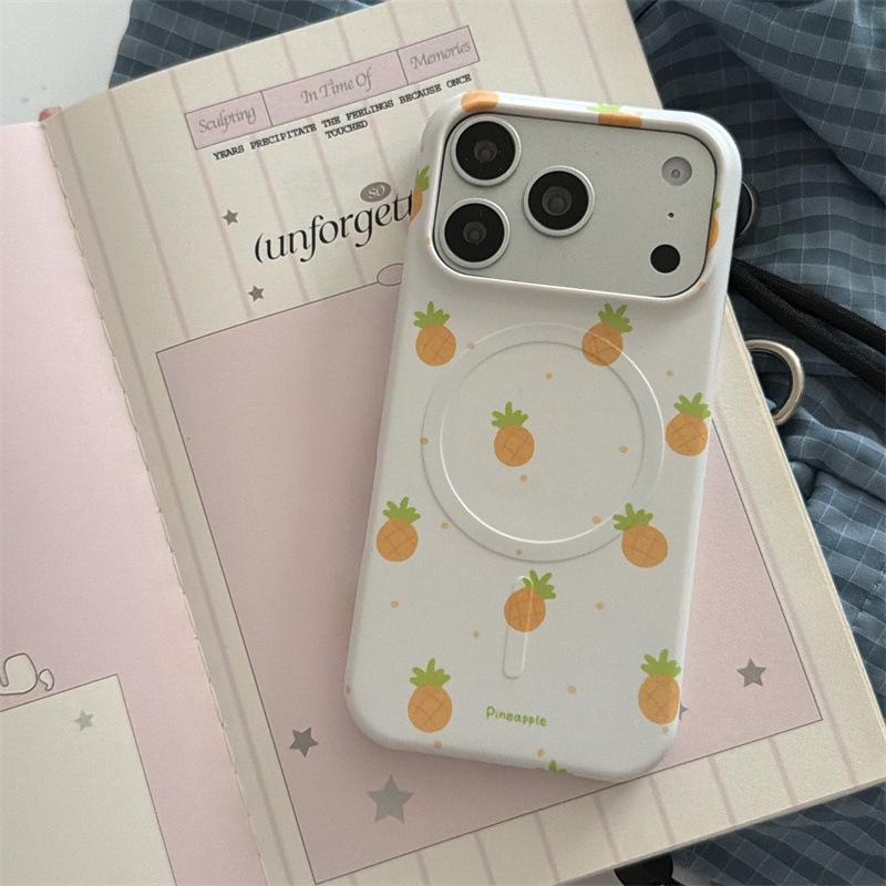 Creative Fruit & Animal Magnetic Case for iPhone 17 & 16 Pro Max/15 Pro Pineapple Case with Dots - Magnetic iphone 15 pro max