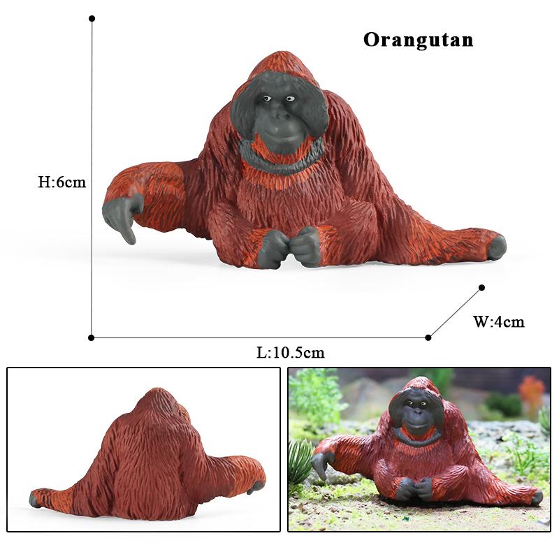 Oenux Original Wild Animal Action Figures Monkey Chimpanzee Orangutan Golden Gibbon Model Pvc Miniature Kids Educational Toys