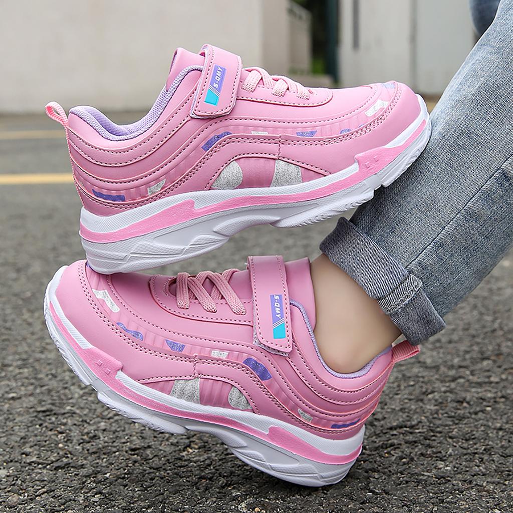 Girls Sport Shoes Waterproof Running Kids Sneakers Casual Leather Pink Breathable Fashion Anti-Slip Lightweight Children Shoes