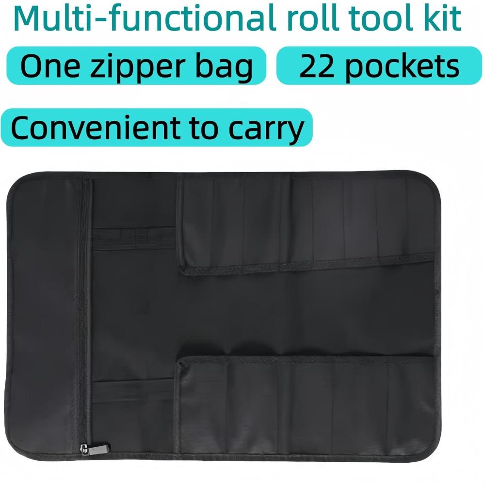 Roll-up tool bag, with 22 pockets roll-up tool bag, waterproof tool roll