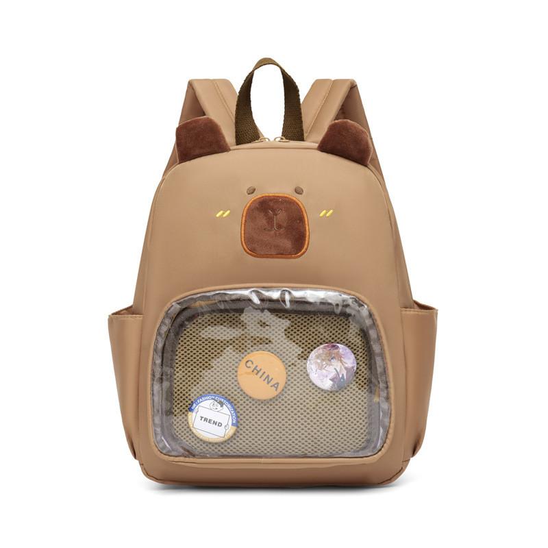 

Cartoon Capybara Kids School Backpack With Durable Oxford Fabric For Preschool Children хаки