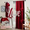 2 Stück - 2D flach bedruckte romantische rot-weiße Musterdruckvorhänge, Fensterdekoration, Heimdekoration, Raumdekoration