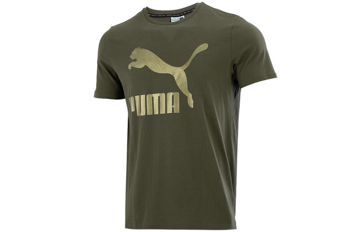 PUMA T Shirts Men s Army Green Crew Neck Moderate Straight Fit 532280-44 S