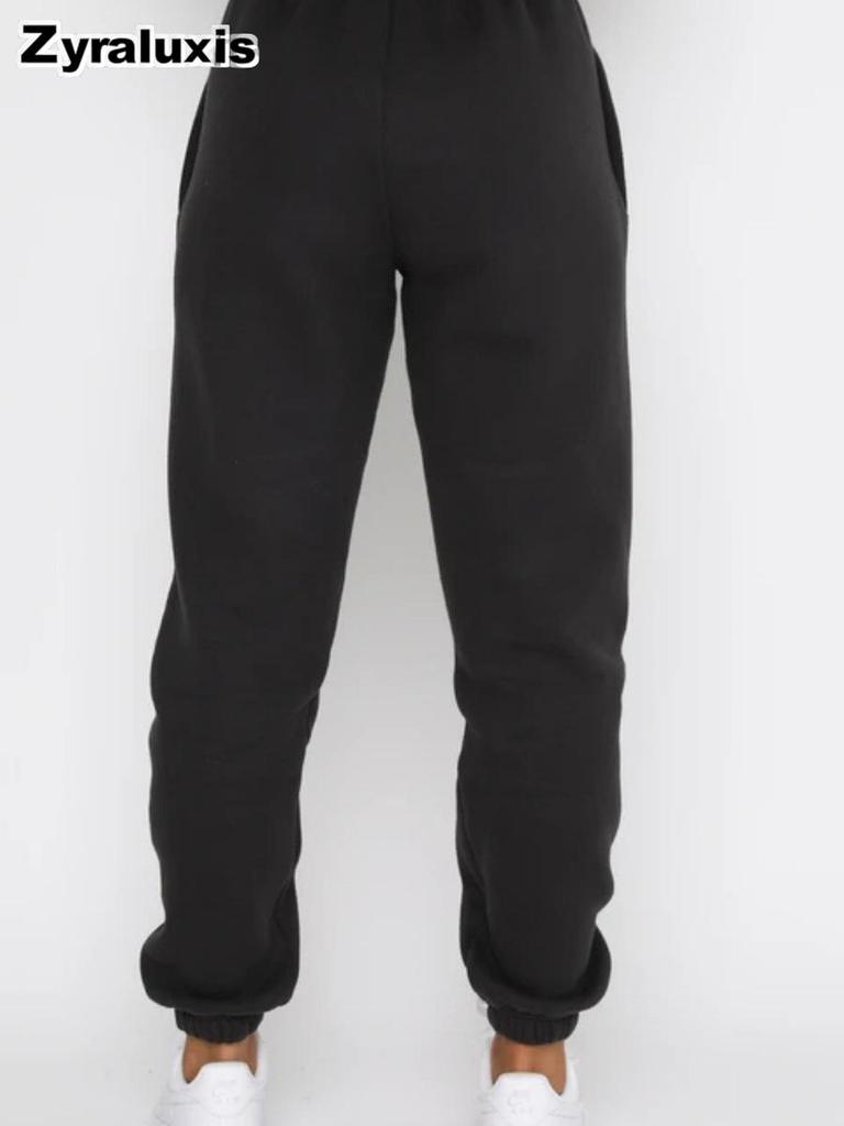 Women's Fall Winter Casual Solid Color Fleece Lined Long Sleeve Pants