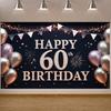60. Geburtstag Feier Hintergrund Dreieck Wimpelkette Banner 60. Geburtstag Display Luxuriöser Geburtstag Hintergrund Rosa Herz Akzente