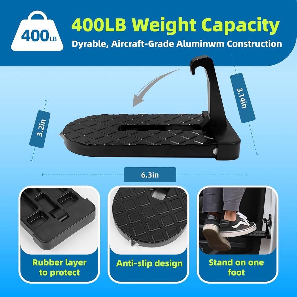 Car Door Step, Multi-Foldable Aluminum Alloy Roof Rack Car Step, Easy Access Door Step For Car Roof, 6.3 X 3.2 Inches, Universal Fit For Cars And