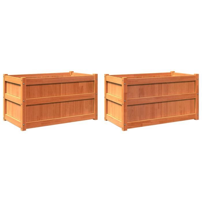 VidaXL Jardinières 2 pcs cire marron bois de pin massif 837464