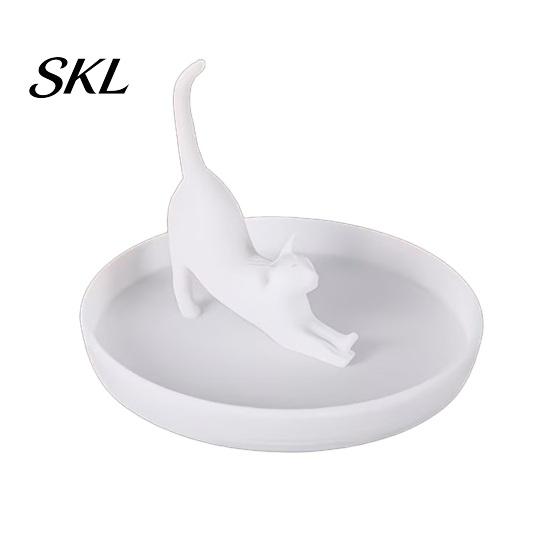 Small Jewelry Organizer 3D Printed Cat Tray, Desktop for Rings Black And White Tray Earrings, Cute Kitten Decorative Storage Dish Home Vanity