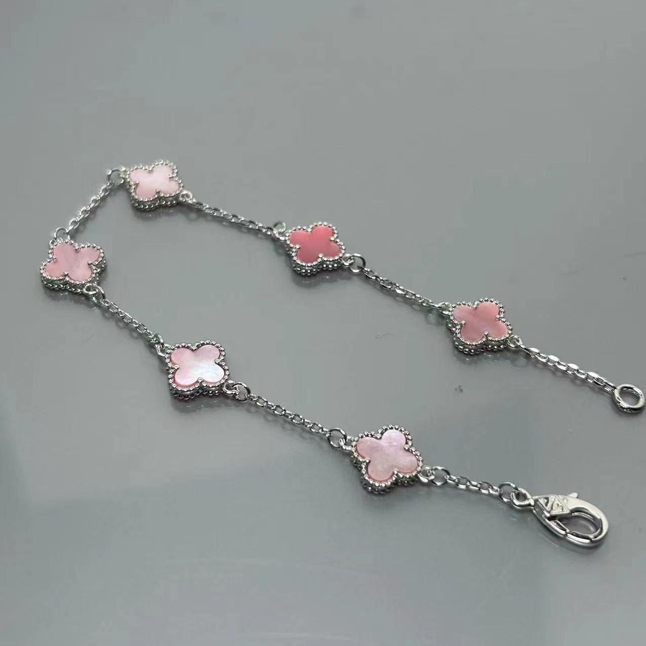 

Высококачественный мини-браслет с четырёхлистным клевером из красного агата с шестью цветками, женский, знаменитость, элитный, женский браслет