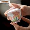 120ml Hand-painted Tulip Gradient Ramp Gaiwan Luxury Tea Tureen Tea Bowl With Lid Kit Tea Making Cover Bowl Tea Services Craft