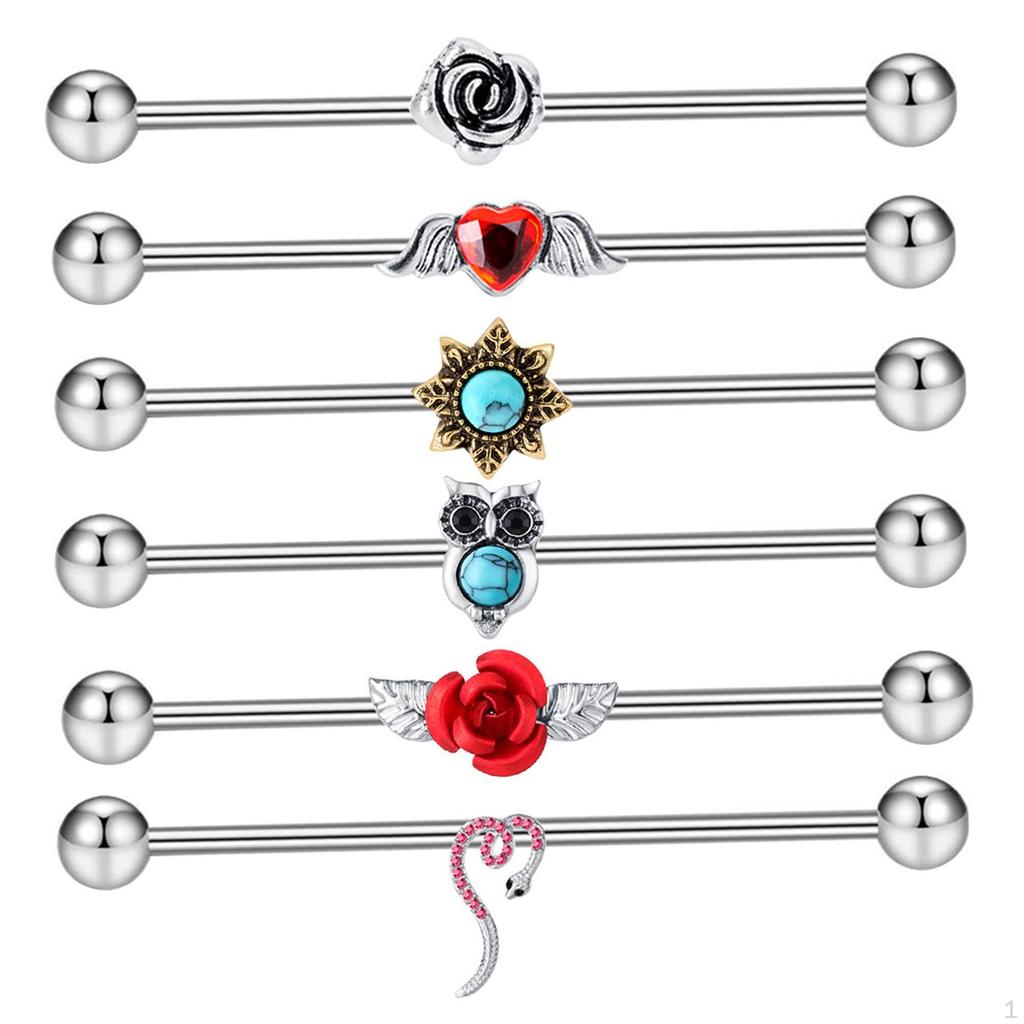 Fashion Industrial Barbell Earrings, Stainless Steel, Straight Barbell, Stud