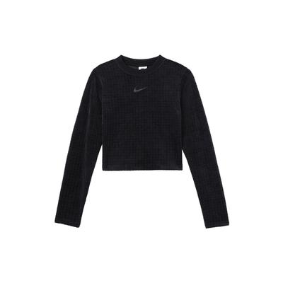 Logo Print Pullover Long Sleeve T-Shirt Women Tops Black DV7819-010