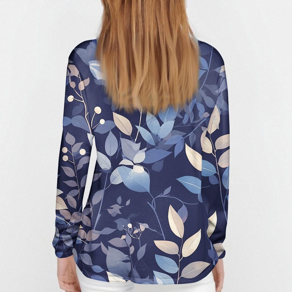 Women's  Loose Casual Flower Printed Round Neck Long Sleeved T Shirt Top Pullover Long Sleeved Sweatshirt