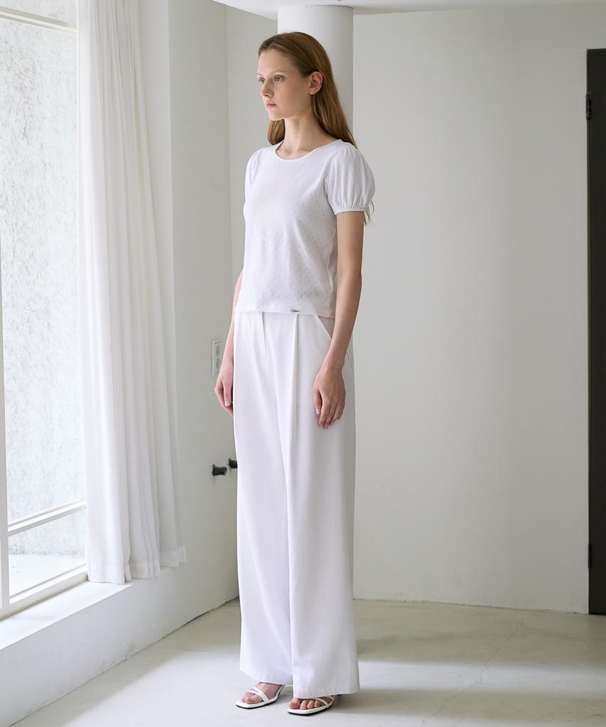 DEHEVE Label Point Puff T-Shirt [White]