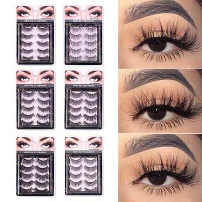 5 Paare/Set selbstklebende falsche Wimpern, wiederverwendbar, natürlicher Look, flauschig, handgefertigt, künstliche Wimpernstreifen, Augen-Make-up-Tools für Frauen