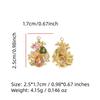 Multicolor Zirconia Floral Leaf Copper Charms, Golden Plated DIY Pendants for Earring Necklace Craft Making
