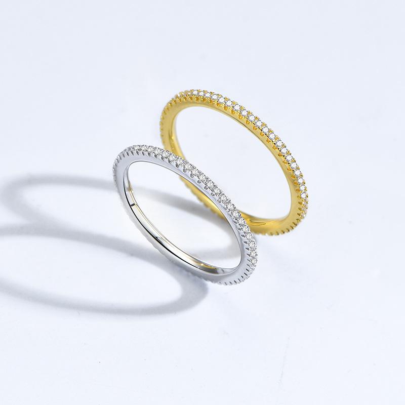 Gold Single Row Real Moissanite Ring for Women Engagement Wedding Diamond Ring Luxury Fine Jewelry Pierścionek Srebro 925
