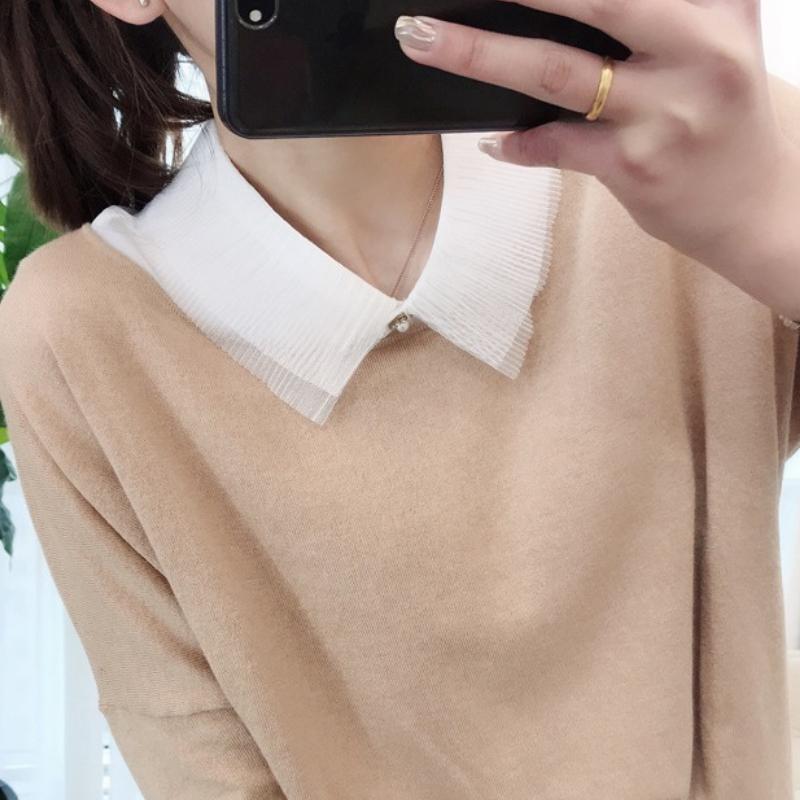 Perfekte Übereinstimmung Elegantes Hemd Abnehmbarer Falscher Kragen Chiffon Halbes Hemd Bluse Top Verstellbare Falsche Kragen Damen Pullover Kleidung Accessoires
