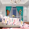 2PCS- Flower and Butterfly - Printed Curtain - Polyester Material - Suitable for Bedrooms, Living Rooms, Study Private Spaces