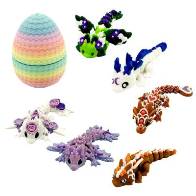 Small Mystery Dragon Egg 3D Printed Dragon Ornament Vibrant Color Realistic Looking Easter Egg with Fully Articulated Dragon