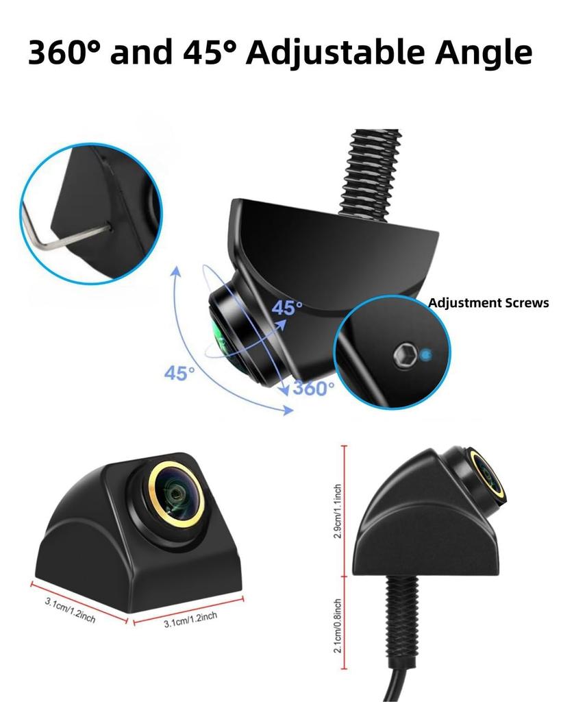 Suporte de Câmera Traseira Rotativa 360° Epronic Visão Dianteira e Traseira HD Câmera Traseira Noite