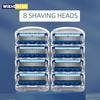 Manual Shaving For Men Replace Head Five Layer Blade Eight Comfortable Shaving Blades The Latest Blue No Skin Damage Uncharged