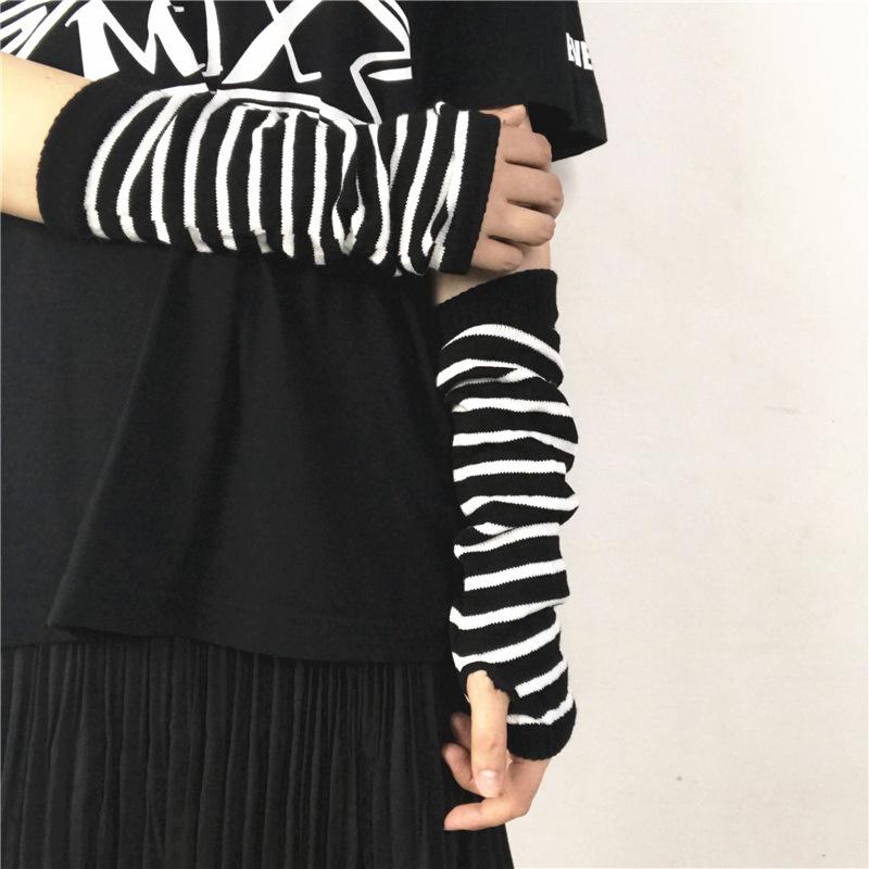 

Парные корейские зимние теплые вязаные шерстяные нарукавники для мужчин и женщин в стиле ниндзя с полосатыми рукавами белый