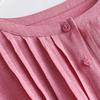 Women Round Collar Solid Color Dress Ladies Mid-length Waist Long Skirt Cotton A-Linen Dresses Women Clothing