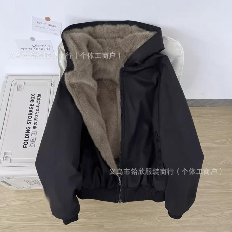 Unisex Reversible Hooded Puffer Jacket Winter Thick Cotton Coat Men Women Daily Wear