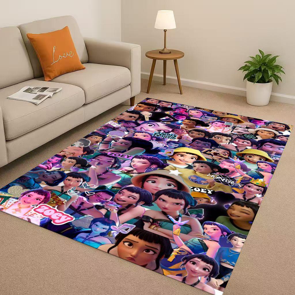 2026 New Cartoon Kpop Demon Hunters Zoey Rumi Mira Living Room Non-Slip Area Rug Carpet for Bedroom Playroom Sofa,Home Doormat
