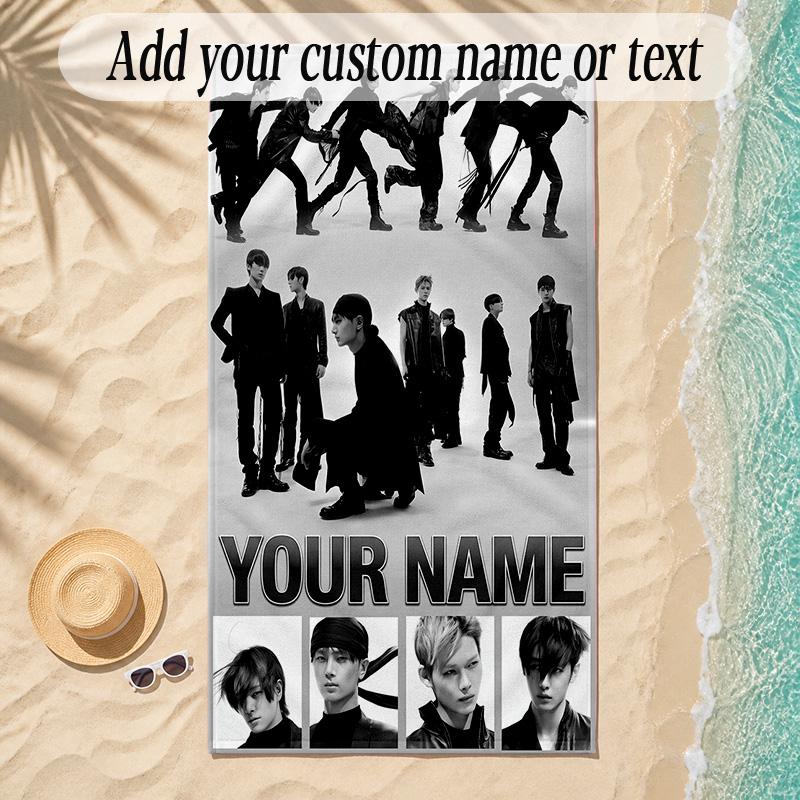 Beach TowelENHYPEN Custom Name Text Personalized Soft Towel for Beach Pool Indoor Home Decor Gift