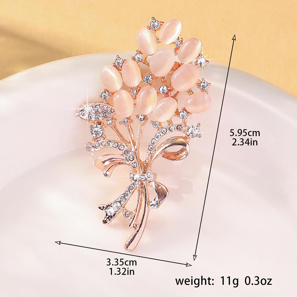 1PC Fashionable Opal Stone Flower Brooch Pin Garment Accessories Birthday Gift Brooches For Women Rhinestone Brooch Pin-6691