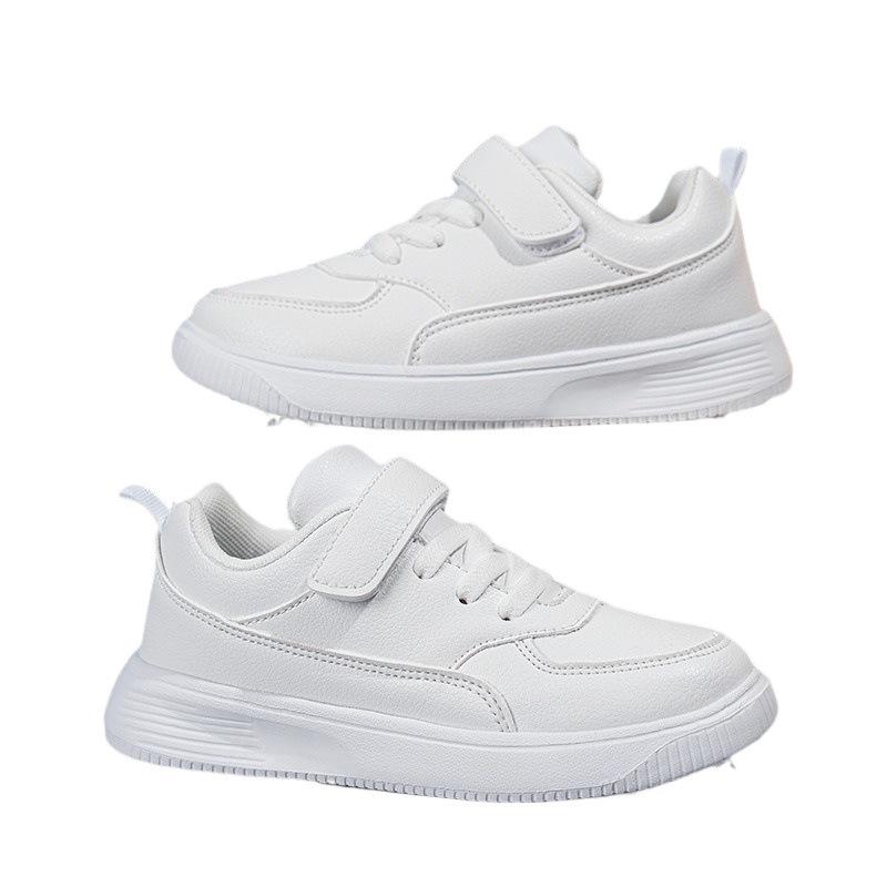 Children's Sneakers, Leather Upper Running Shoes, New Style Black Boys' Shoes, Girls' White Sneakers