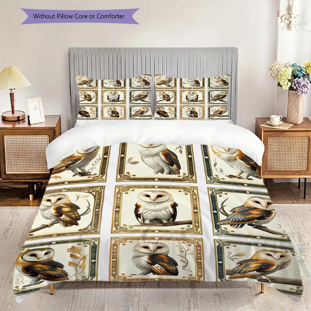 Sada povlečení s motivem sovy Sada prošívaných dek Povlak na přikrývku Povlak na polštář Domácí dekorace Dárek k narozeninám (1 * povlak na peřinu + 2 * povlak na polštář, bez jádra)