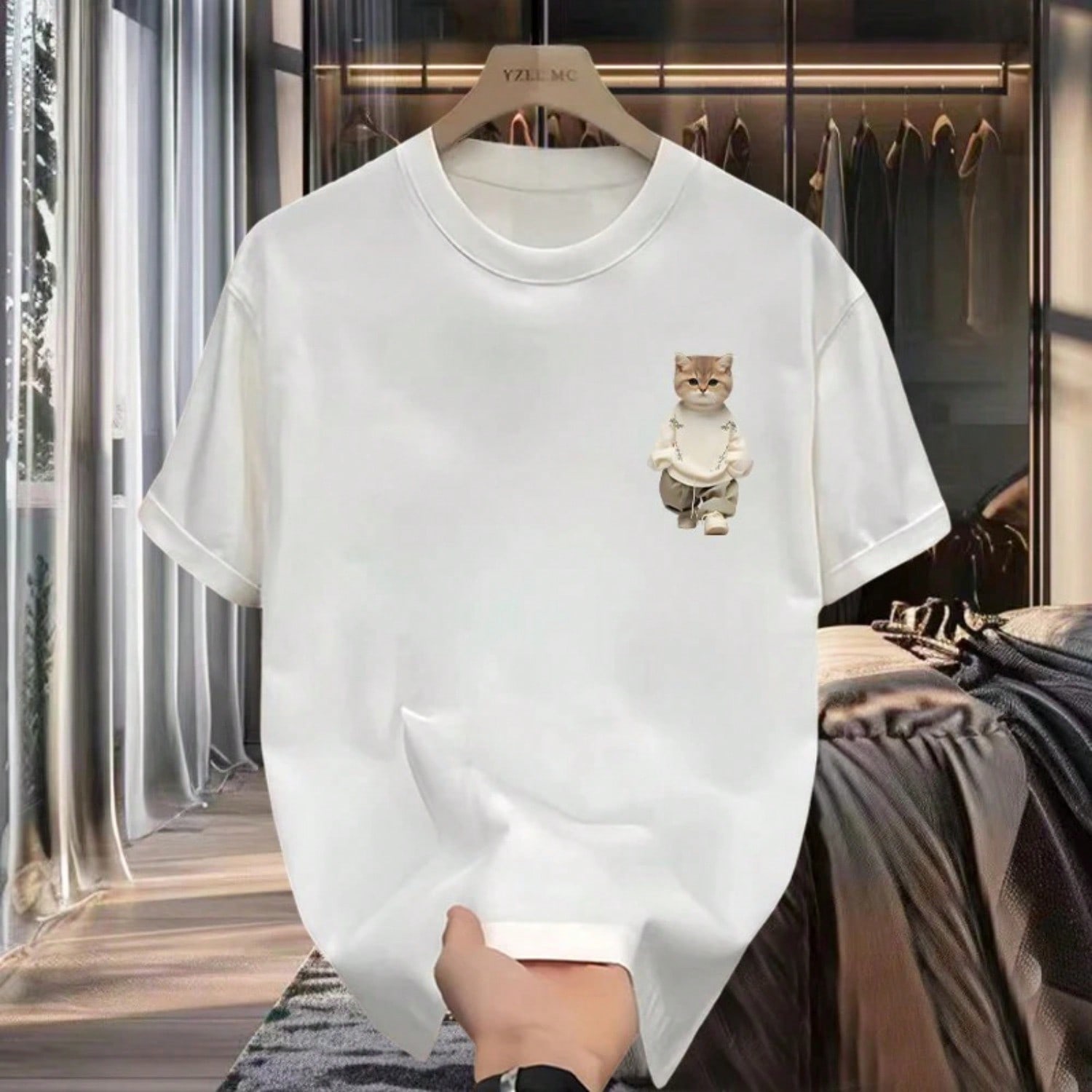 Hercussen Cotton American Fashion Short-Sleeved T-Shirt Summer Loose Crew-Neck Design Sense Of Niche Top S разноцветный