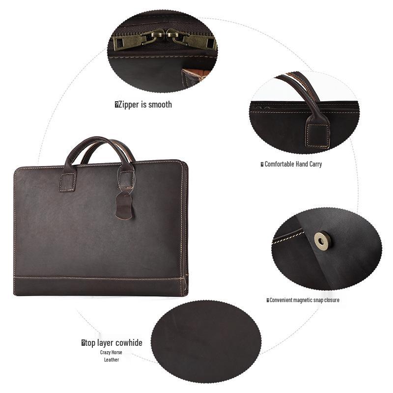 New Genuine Leather 15.6" Briefcase: Multifunctional Laptop Bag & Business Handbag for Men