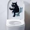 Cat Toilet Stickers Waterproof Toilet Tank Lid Decals Cartoon Black Cat Toilet Seat Cover Sticker for Bathroom Restroom Door Wall Decor