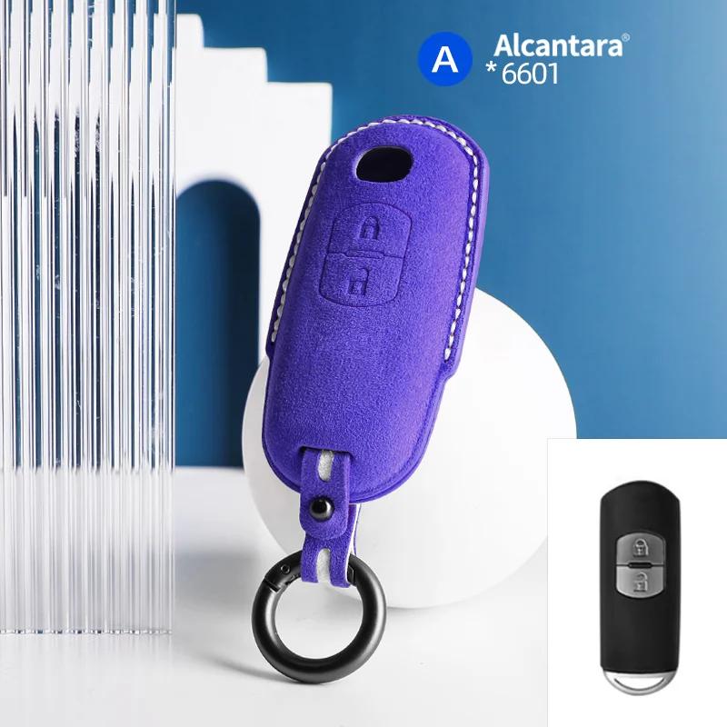 Interior Mouldings Alcantara Car Key Smart Remote Case Cover Shell For Mazda 2 3 6 Cx3 Cx5 Cx7 Cx9 Mx5 2 Buttons Keychain Access