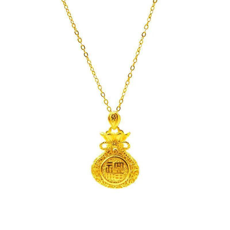 Women s Lucky Bag Necklace: Chinese Style Collarbone Chain with Unique Pendant Design