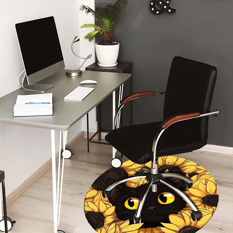 

1pc Office Carpet Chair Mats Black Cat Sunflowers Perfect for Decorating Office Chairss, Or Bedrooms.YDT523 80cm by 80cm