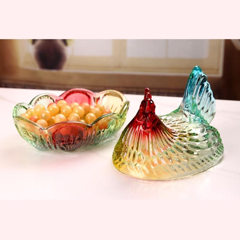 Glass Hen Candy Dish,Decorative Covered Candy Bowl with Lid Crystal Glass Chicken Shape Candy Jar Snacks Bowl Gift
