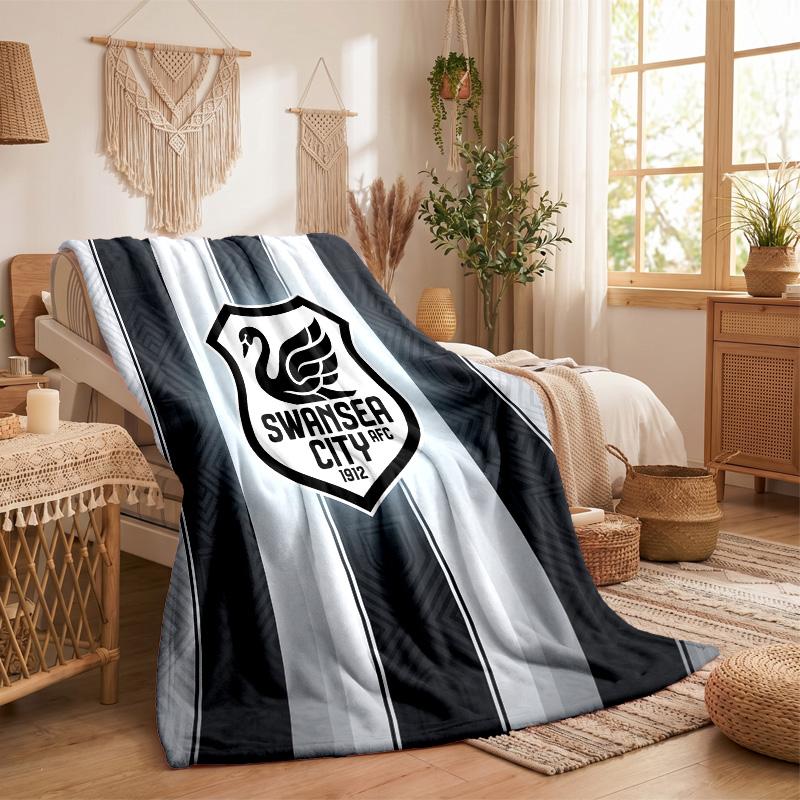 Coperta in Pile a Tema Swansea City Morbida e Accogliente in Peluche per Camera da Letto Divano Viaggio