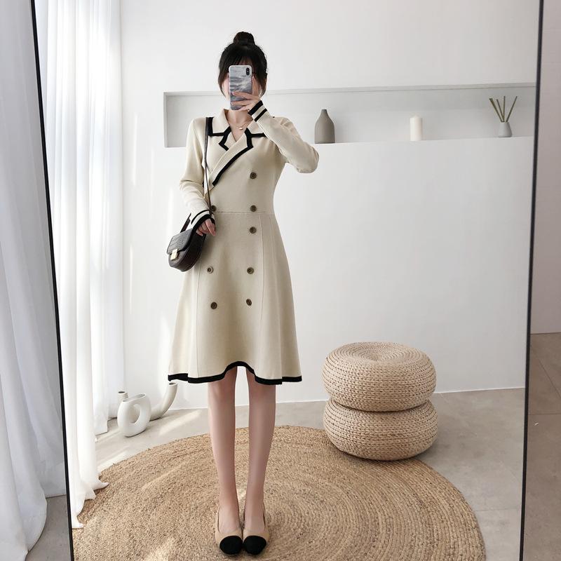 2024 Korean Retro Long-Sleeve A-Line Knitted Dress for Kids