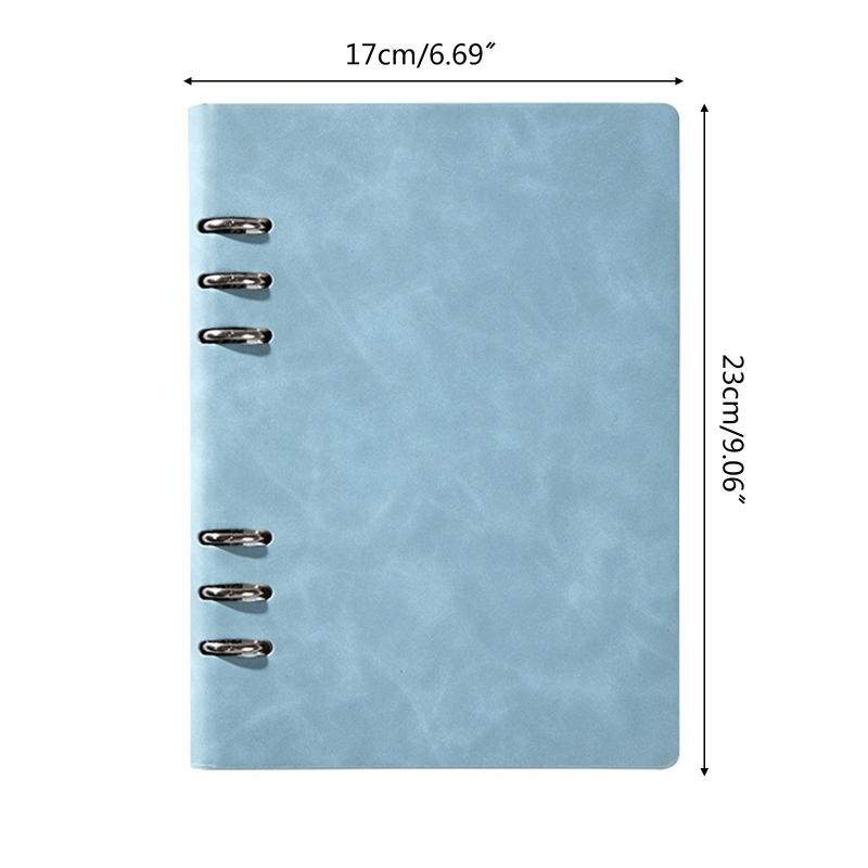 Practical 6 Ring Binder Planner Notebook A5 Refillable Loose Leaf Round Ring Journal Notepad with 100 Sheets Lined Paper