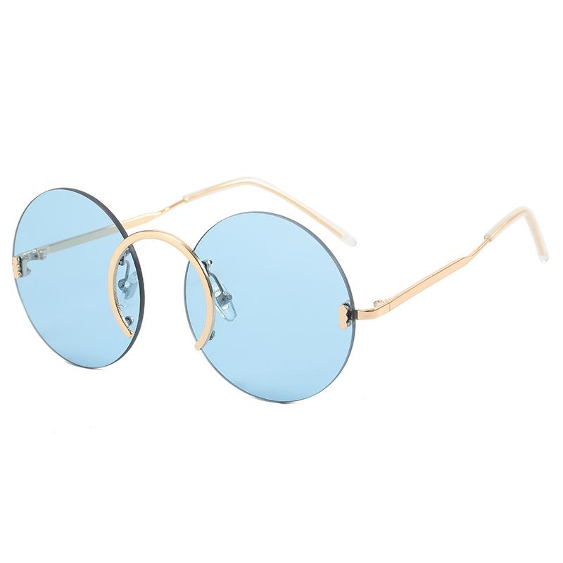 Vintage Style Sunglasses For Men Round Shape Rimless Anti-Glare Sun Glasses For Women Fashion Trendy Female Sunglass