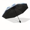 1pc Blue Checkered Pattern Automatic Open/Close Umbrella with One-Touch Button, Compact Folding Canopy, Sturdy 8-Rib Windproof Design -046