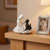 Creative Girl And Cat Statue 3D Printed Lotus Cat Sculpture Collection Desktop Ornaments  Home