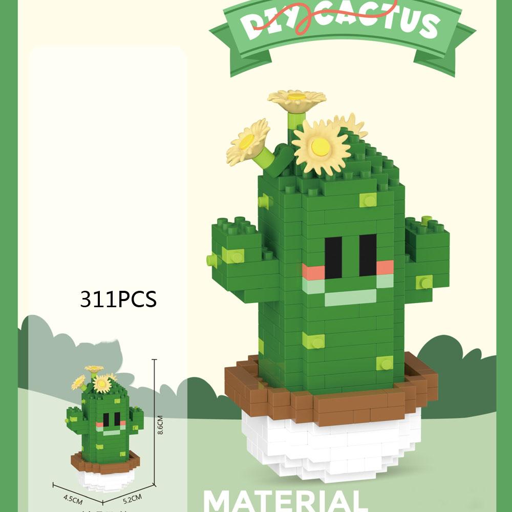 Идея Смешные Мультяшные Фигурки Микро Алмазный Строительный Блок Кактус Нанокирпичи Комнатное Растение Конструктор Образовательные Игрушки Для Подарков