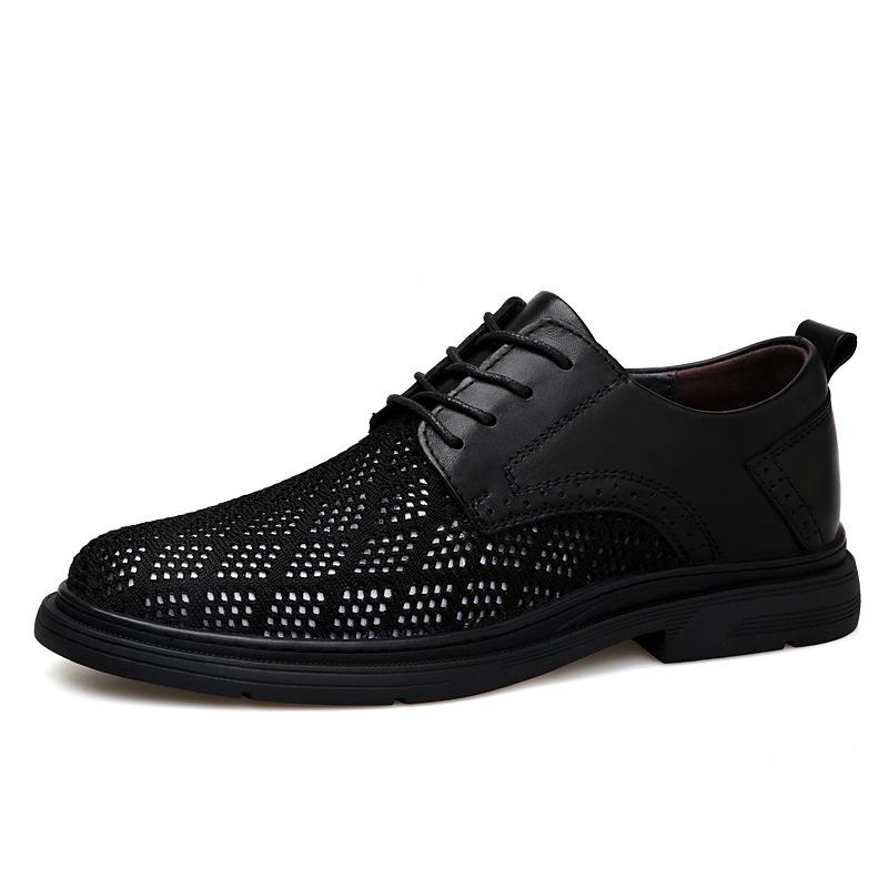 Men's Black Summer Strappy Sport Shoes with Breathable Flyknit Mesh & Lightweight Hollow Design