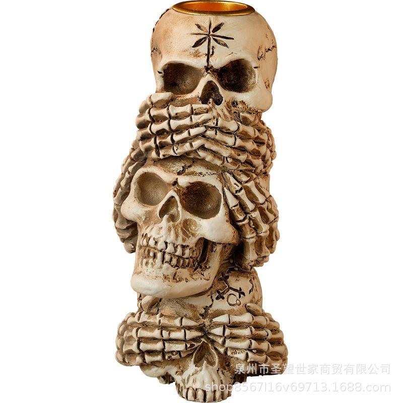 New Creative Personality Do Not Hear Do Not Say Resin Ornaments Halloween Skeleton Ghost Festival Atmosphere Decorations